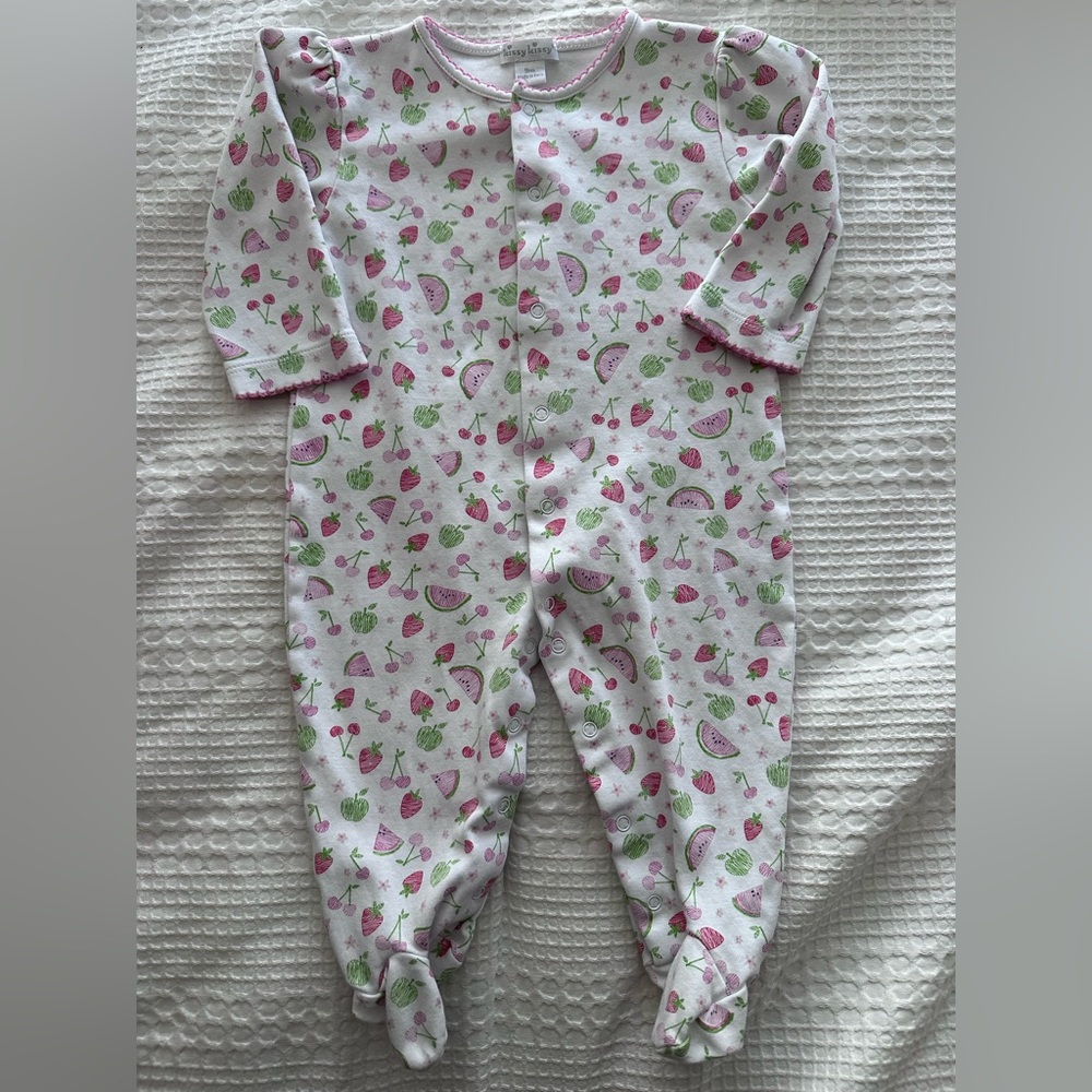 Kissy Kissy Pink and Green Fruit Print Footie